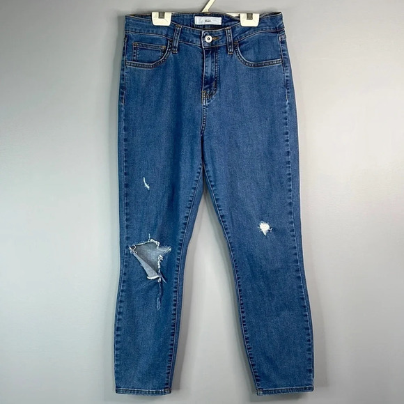 VANS High Waist Skinny Jeans Blue Medium Wash Distressed Busted Knee Skater 28 - Picture 11 of 11